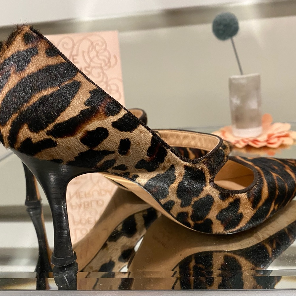 Beautiful faux fur high heeled Manolos